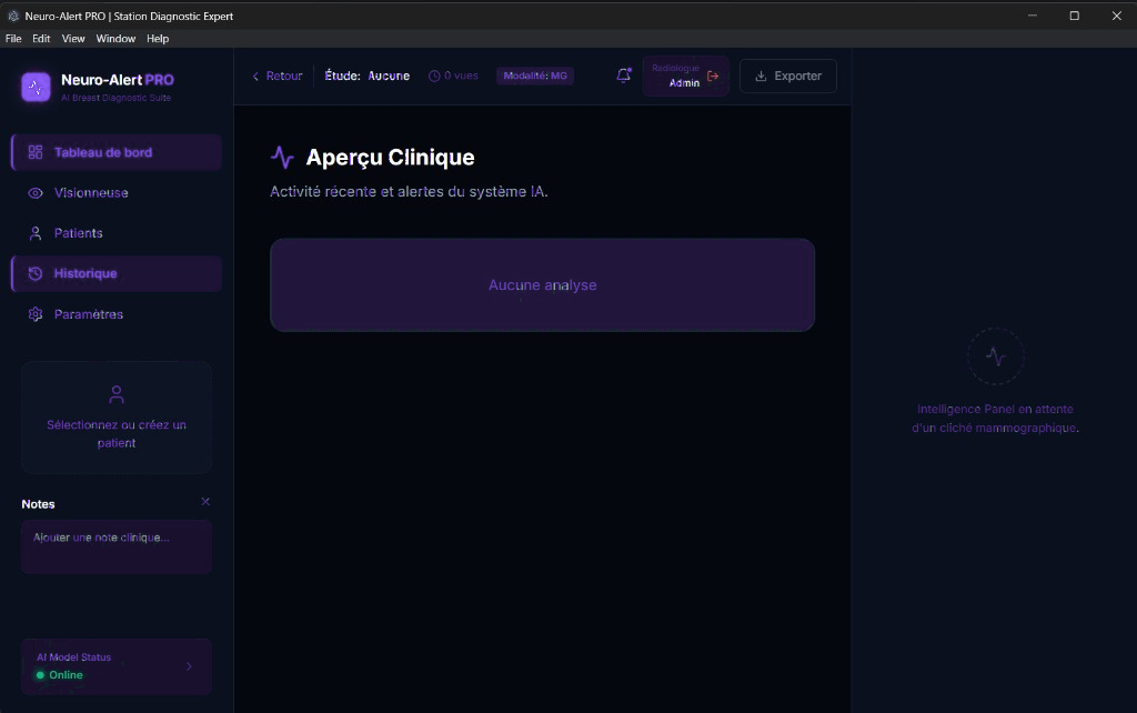 Aperçu Clinique - NeuroAlert PRO